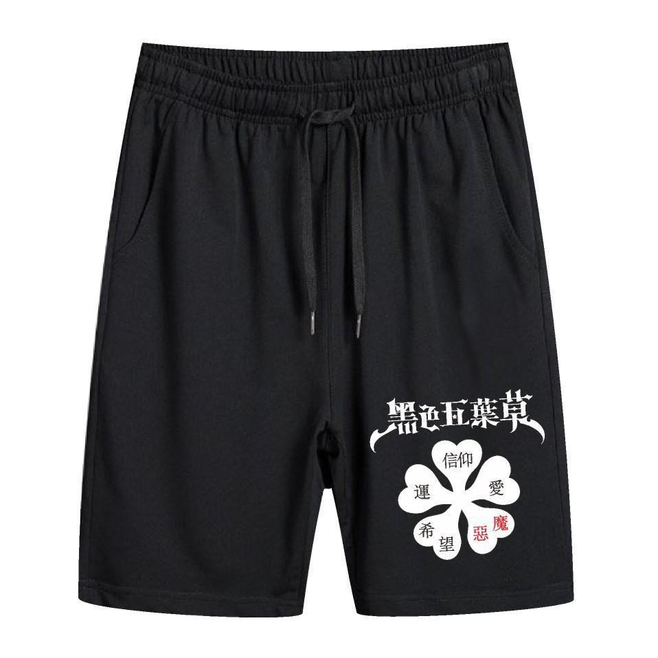 Black Clover negro trébol de cuatro hojas anime estampado verano hombres pantalones cortos anime anime anime hoodie transfronterizo