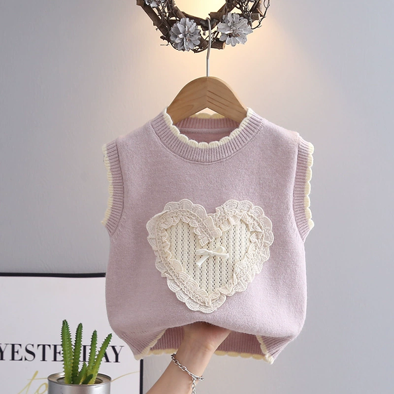 Вязаный жилет, осенний топ без рукавов, детский свитер, западный стиль
