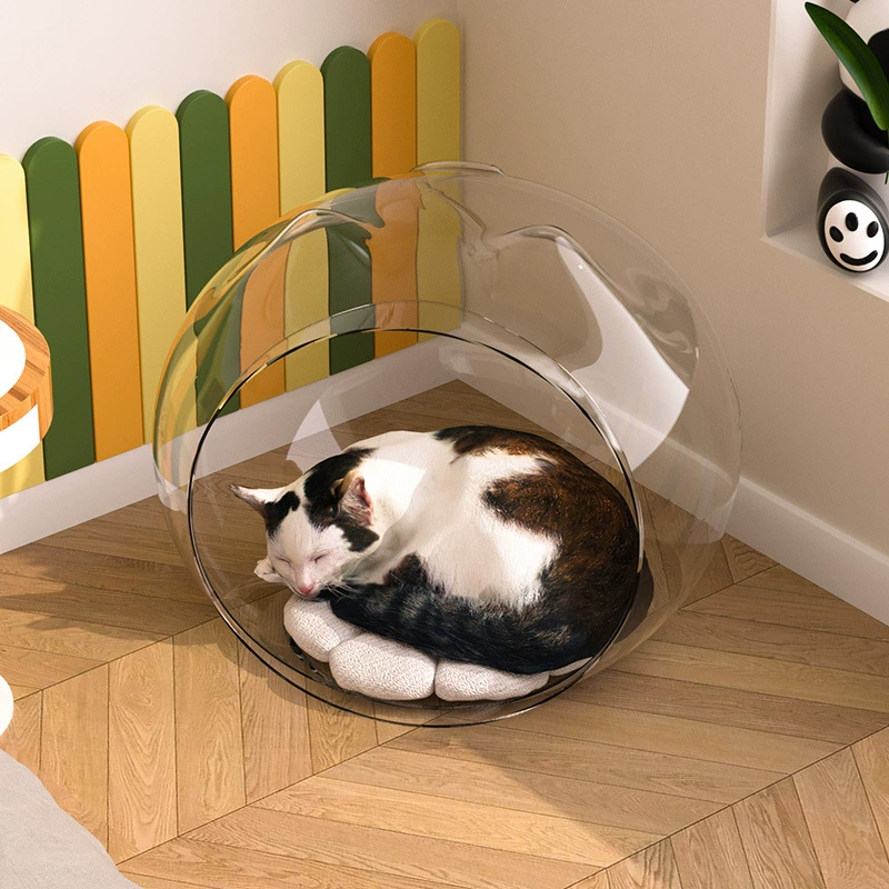 Космическая капсула для всех сезонов, прозрачное кошачье гнездо, небольшое полузакрытое гнездо для домашних животных, простой кошачий домик, волосы с антипригарным покрытием и легкий уход.