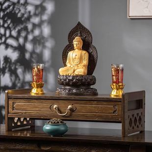 New Chinese-Style Altar Table for Home Use, Buddhist Shrine Offering Table Base Cabinet, Elevated Guanyin and God of Wealth Display Case, Buddhist Altar Table