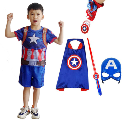 Halloween children's costume accessories set including American Captain and Iron Man, quick-dry clothing, a complete gift for children's day.