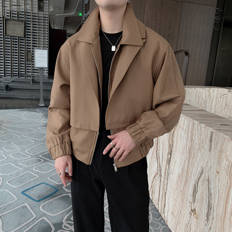 Spring Internet Celebrity Fake Two-piece Casual Jacket Men's Korean-style Short Dress Collar Jacket Light Mature Style Commuter All-match Top