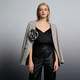 2025冬季新款设计感不规则花朵收腰西装欧美个性街头风气质西服女