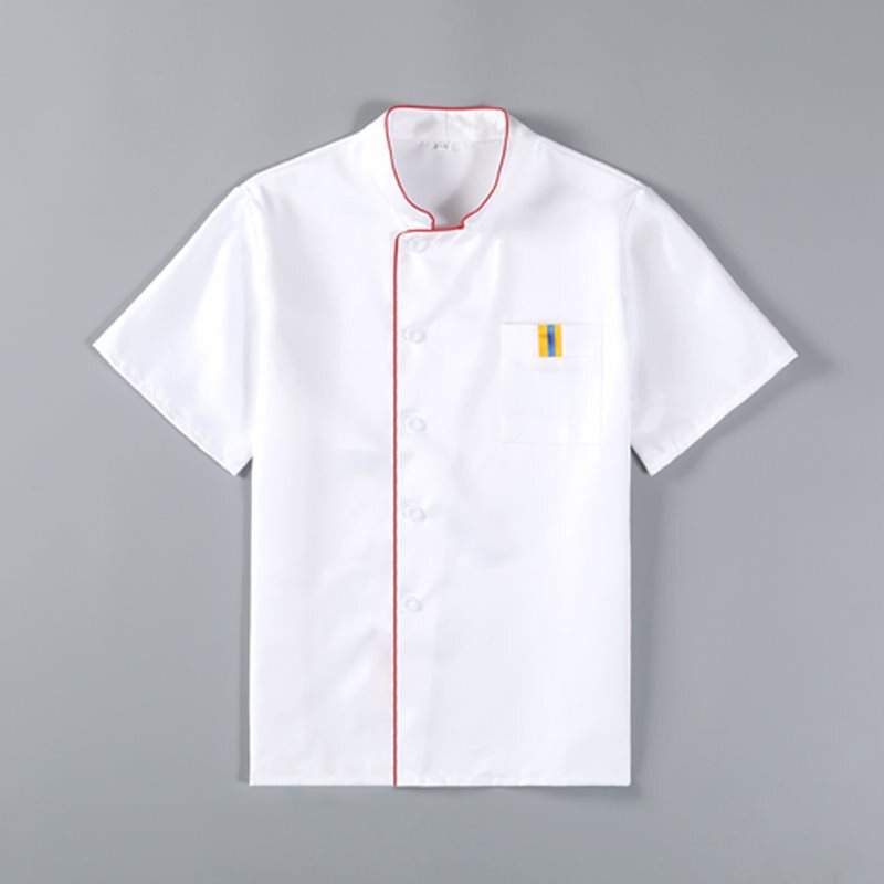 シェフ服キッチンベーキングホテル食堂レストランシェフ作業服半袖通気性薄い白い長袖|undefined