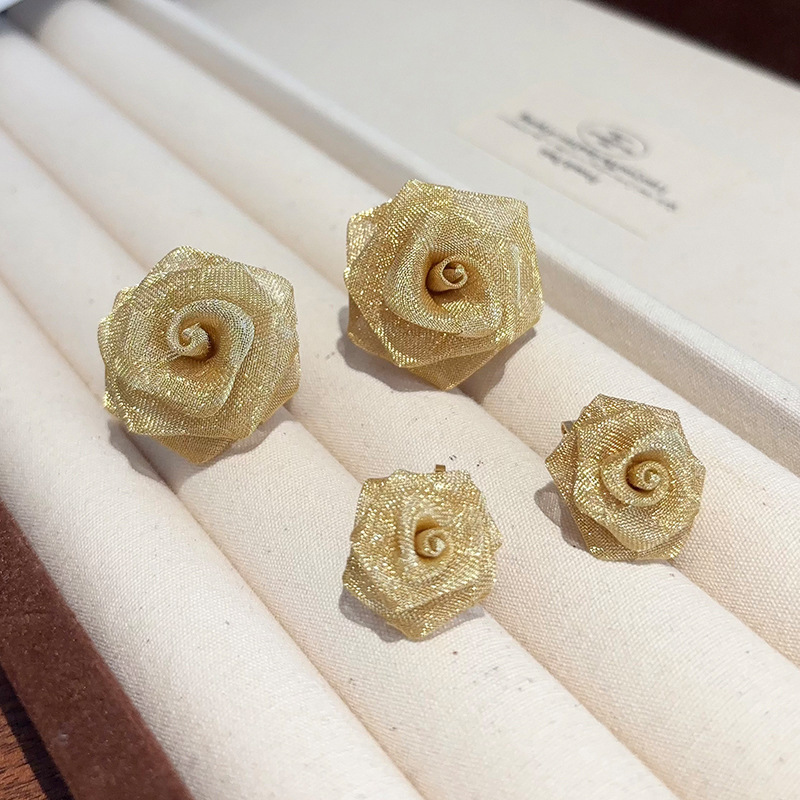 银针网格花朵耳环小众气质优雅百搭耳钉轻奢高级感个性耳饰批发女|undefined
