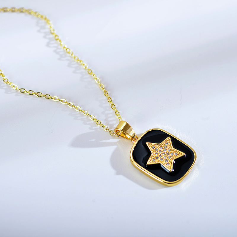 Fashion Pentagram Alloy Plating Rhinestones Womenu0027S Pendant Necklace