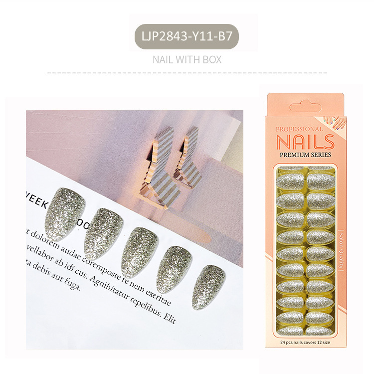 Uñas postizas largas europeas y americanas, uñas postizas puntiagudas largas, pegatinas de uñas con diseño de pico de águila, en caja, con brillo mate.
