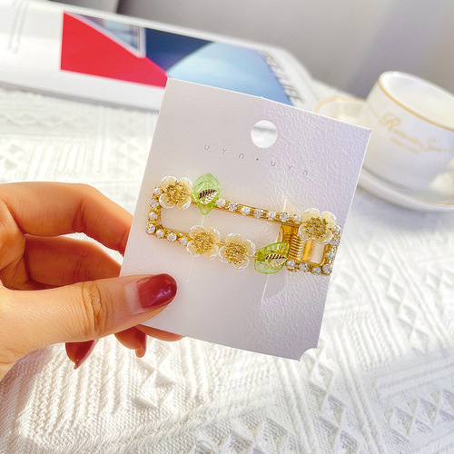 Small fresh pearls, imitation shell flowers, Korean simple hair accessories, hairpins, leaf duckbill clips, side clips, bangs clips, jewelry