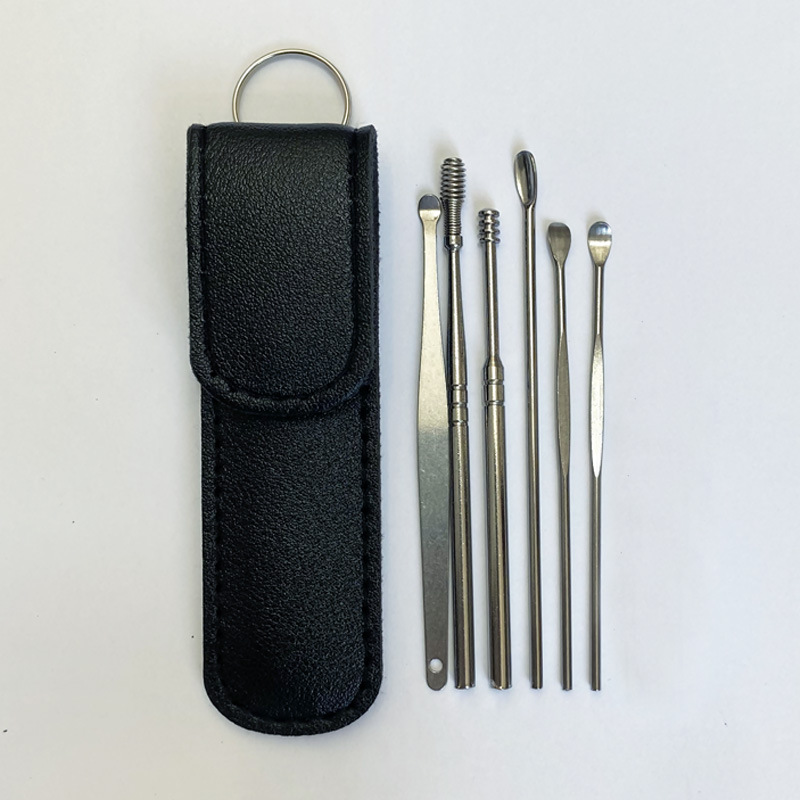 Juego de selección de oreja de acero inoxidable oreja recoger artefacto espiral oreja recoger Herramienta 7-pieza oreja recoger conjunto completo 6-pieza conjunto al por mayor