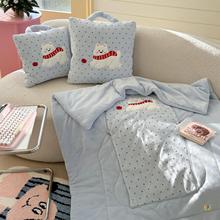 ➺加厚牛奶绒小狗抱枕被子两用办公室客厅手提午休毯折叠学生靠垫