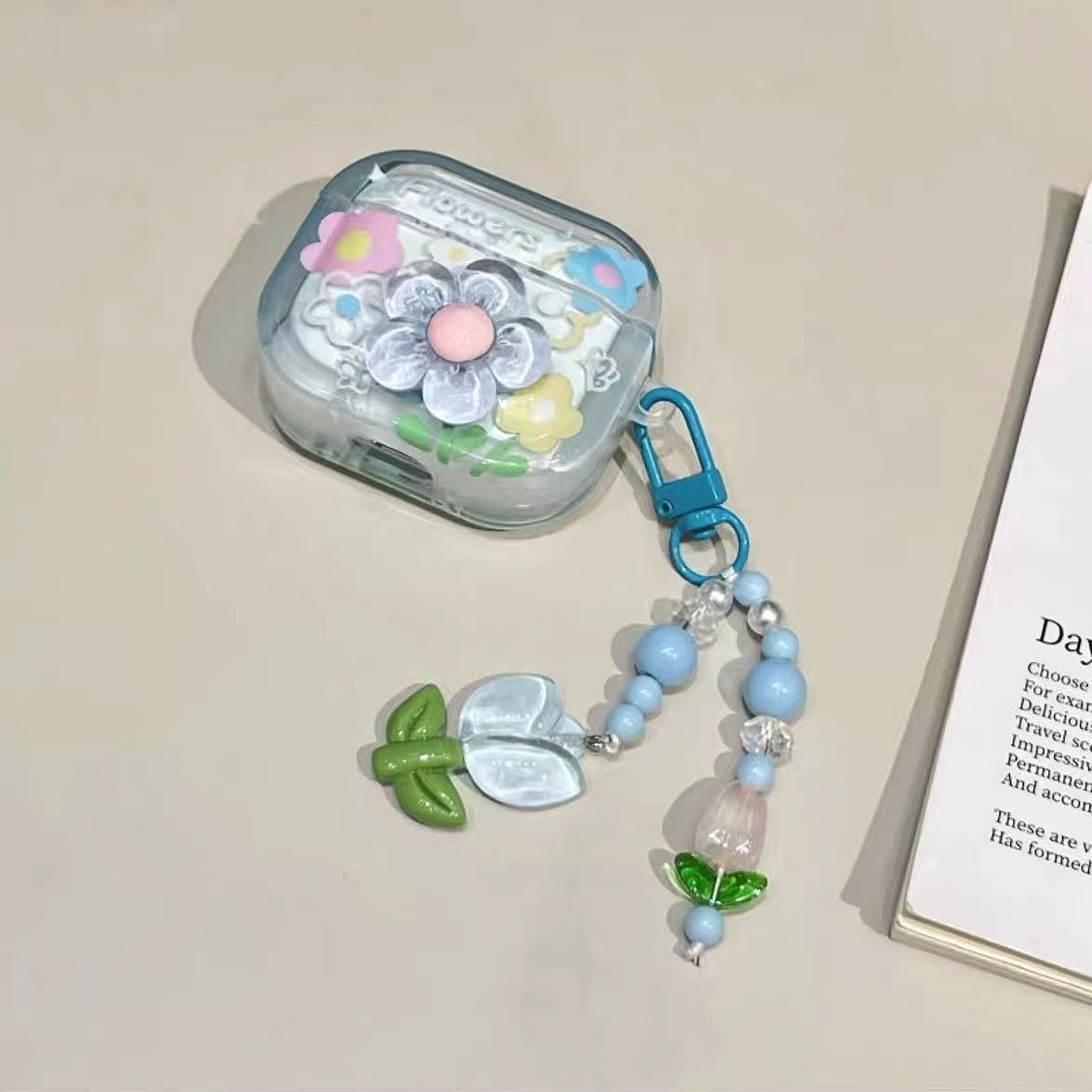 Pequeñas flores azules glaciares frescas para airpods 3 generación cubierta de verano flor estereoscópica pro3 auriculares image 4