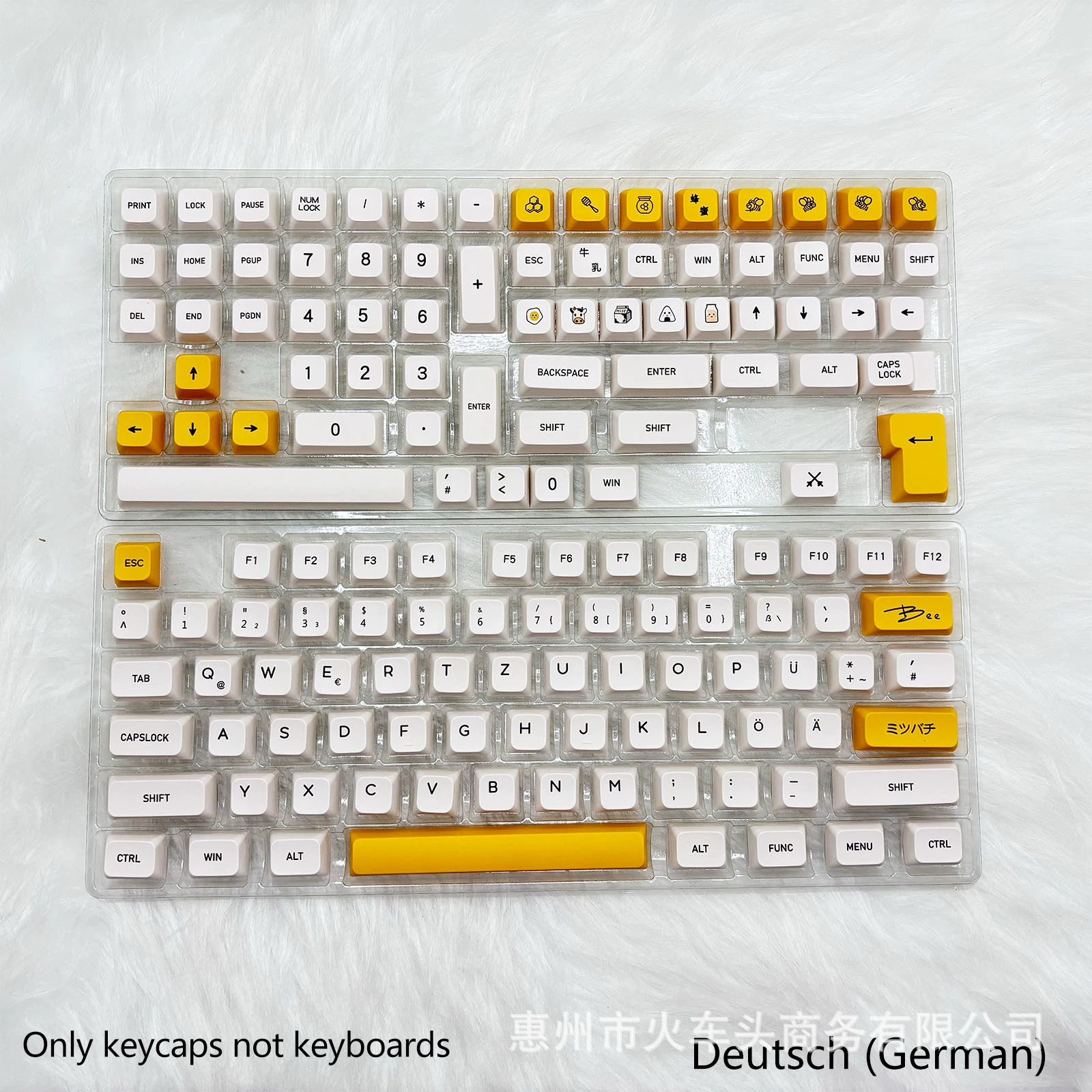 180‑ключевой набор клавиш PBT для сублимации, профиль XDA, цвета Honey Milk, многоязычные надписи