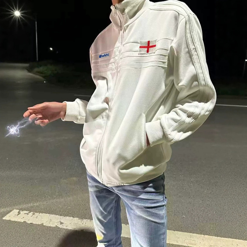 American retro cleanfit England-style stand-up collar sweatshirt jacket, unisex trendy casual training wear, open-front jacket American retro cleanfit England-style stand-up collar sweatshirt jacket, unisex trendy casual training wear, open-front jacket