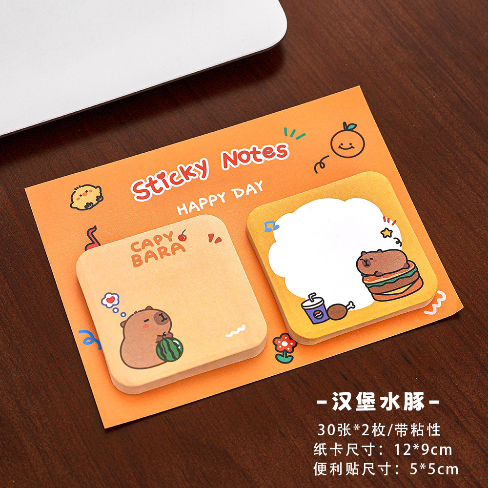 Nuevo lindo cartón de dibujos animados combinación de notas de notas portátiles para estudiantes de primaria y secundaria Esta niña corazón creativo de notas de mensajes