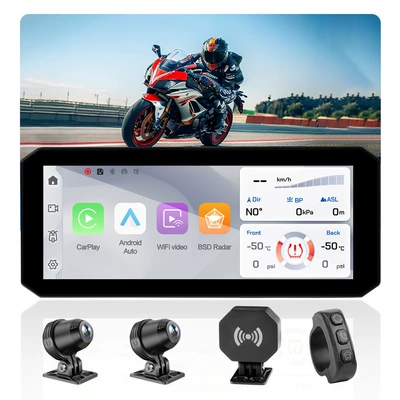 Cross-Border Millimeter Wave Radar Blind Spot Monitoring Motorcycle Recorder Front and Rear Dual Recording Motorcycle Vehicle