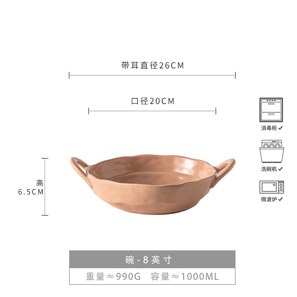 Tazón de orejas pellizcado a mano irregular, vajilla no caliente, tazón de cerámica, tazón de verduras caseras de color sólido simple, tazón de sopa, tazón de ensalada