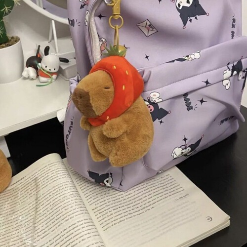 Capibala pendant capybara keychain cute turtle backpack bag pendant strawberry hat student gift ins