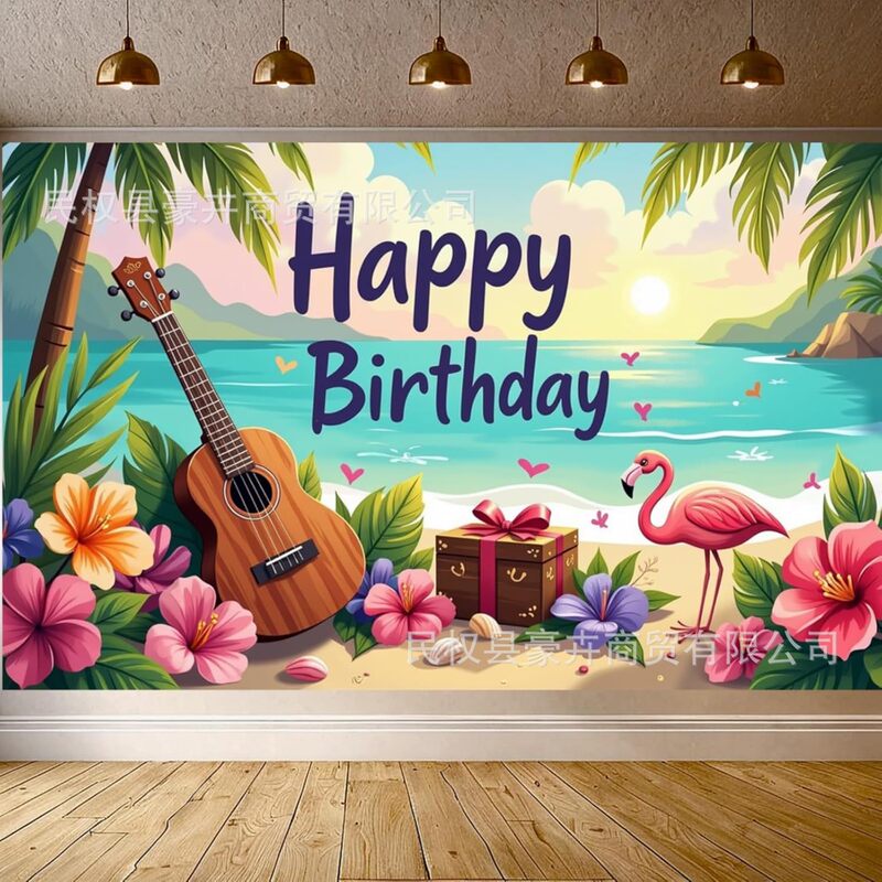 Amazon Hawaii Beach Flamingo Photography Background Cloth Birthday Party Decoration Photo Props Supplies