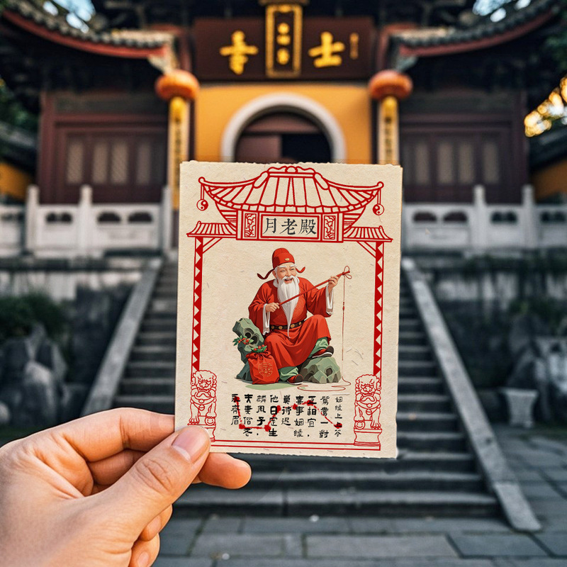 招桃花月老牵红线月老神像贴纸手机贴男女姻缘恋爱脱单找对象贴纸|undefined