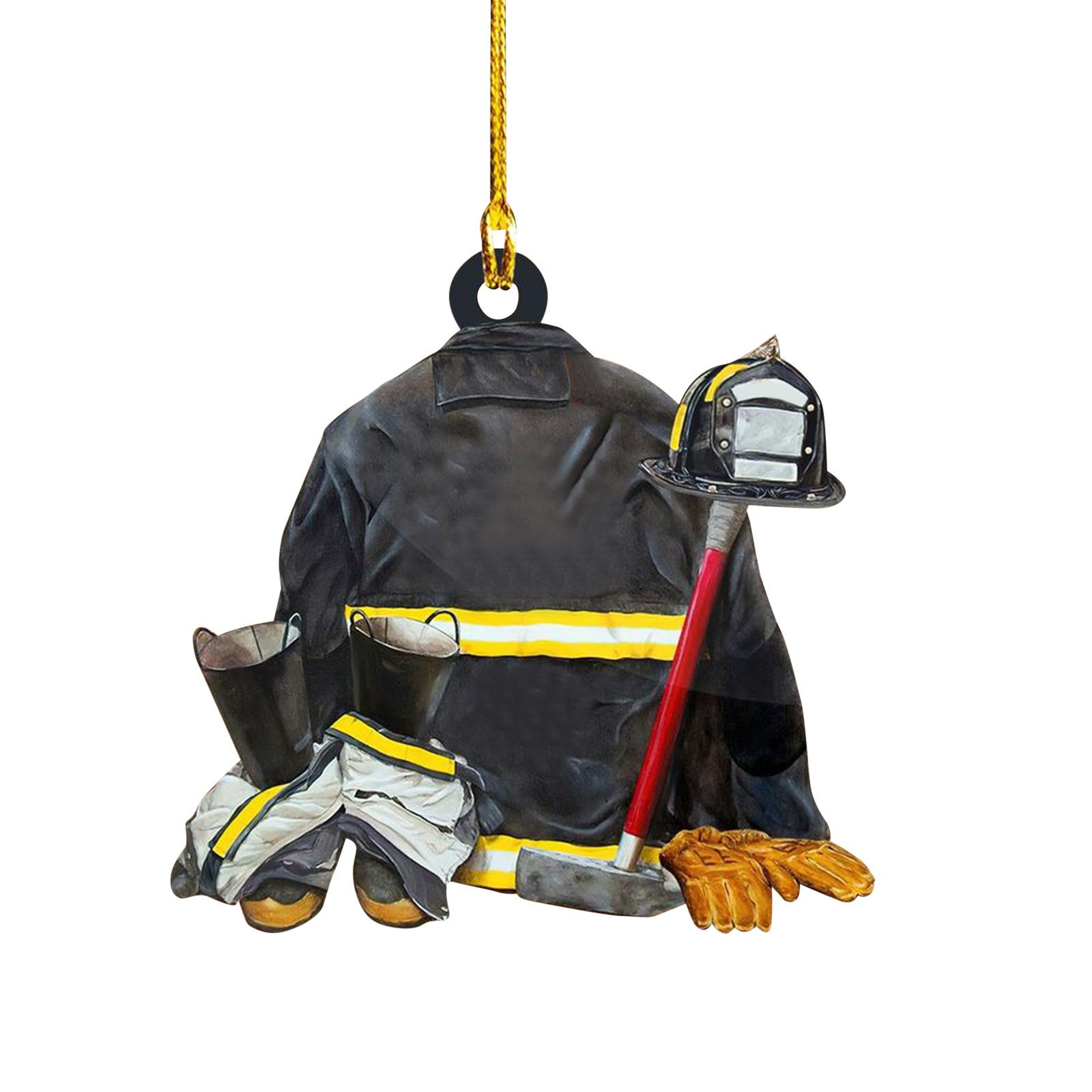 Bombero de dibujos animados transfronterizo colgante creativo hogar árbol de navidad decoración colgante de acrílico