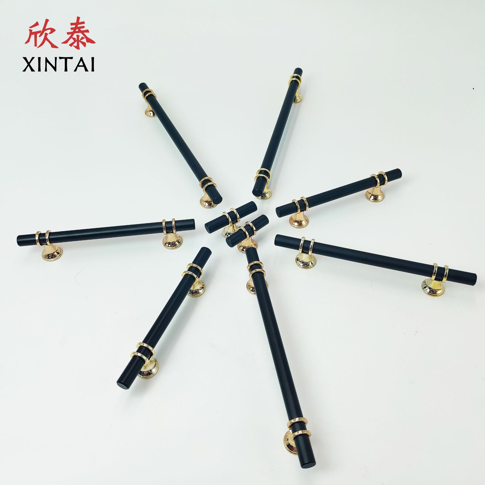 黑加金拉手塑料實心長條櫥櫃櫃門鋅合金把手現代簡約衣櫃單孔拉手