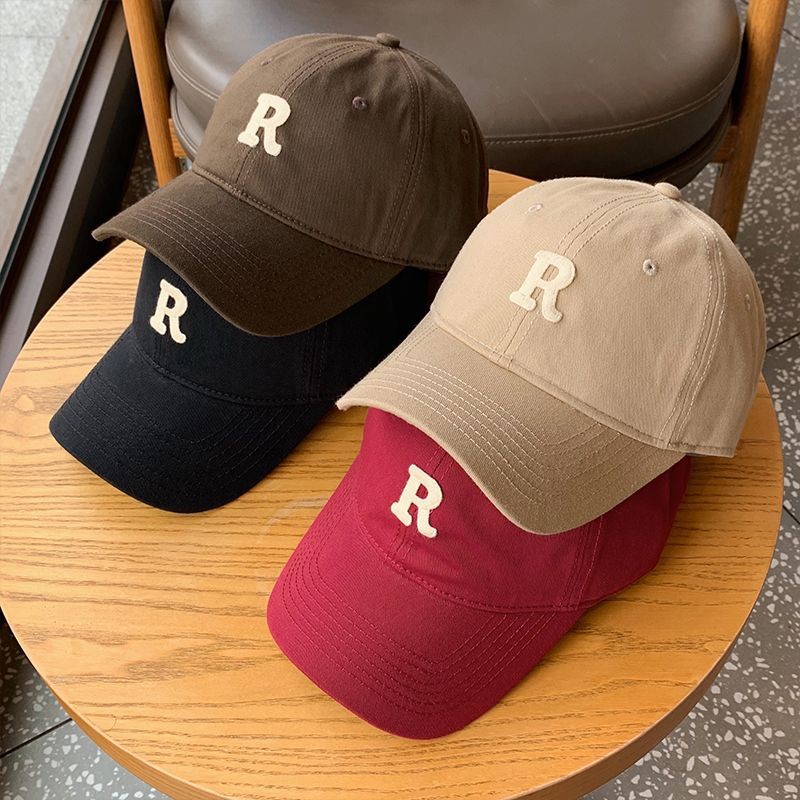 2022新款字母R标咖色棒球帽子女大头围显瘦显脸小百搭运动鸭舌帽-阿里巴巴