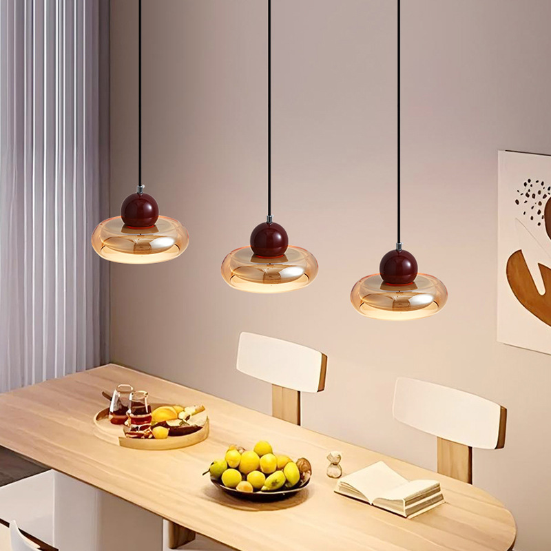 Lámpara Colgante de Protección Ocular para Restaurante Daguanyuan, Estilo Mid-Century, Vidrio Ámbar, Lámpara Colgante Creativa y Única para Barra de Bar 668L