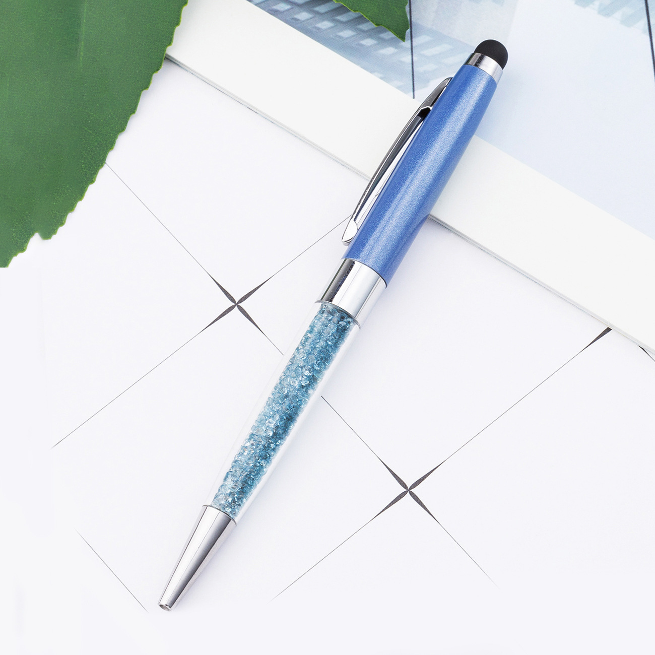 Bolígrafo de cristal de metal rotativo bolígrafo de diamante de escritura de papelería coreana bolígrafo de pantalla táctil