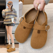 勃肯鞋女2025秋季新款扣带平底单鞋轻便舒适乐福鞋时尚休闲豆豆鞋