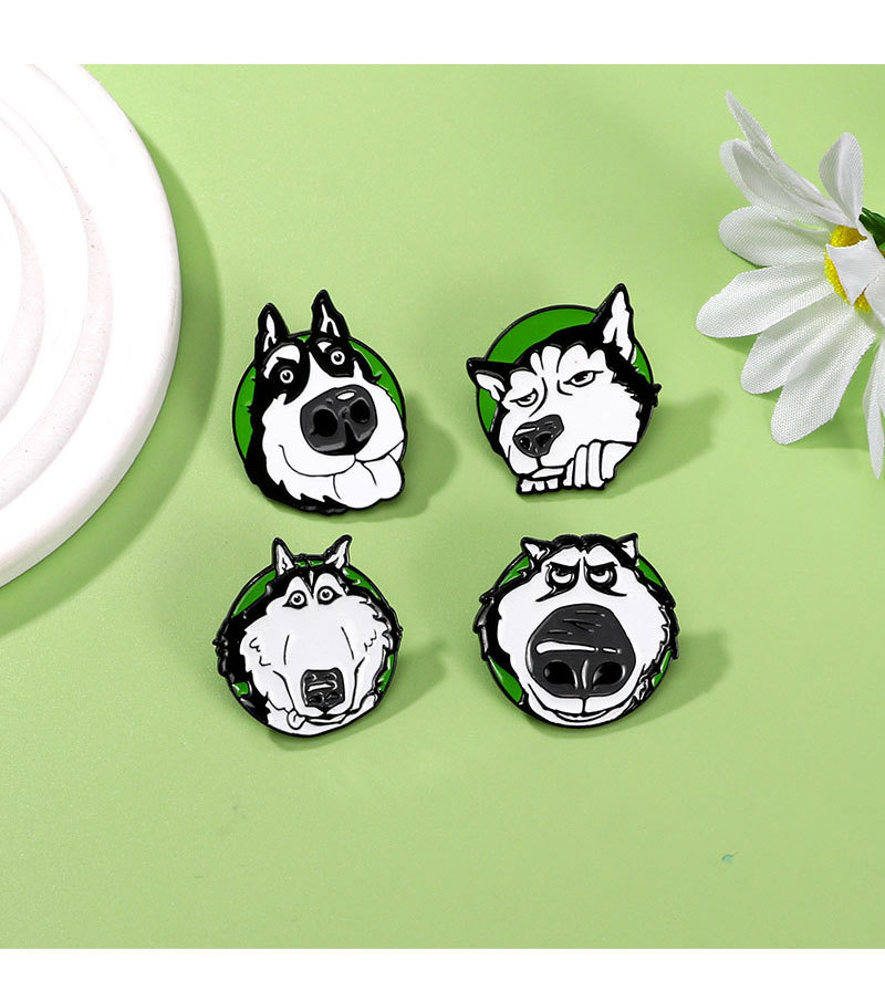 Zinc alloy Material Cute Pin Husky Dog Zinc Alloy Enamel Unisex Brooches