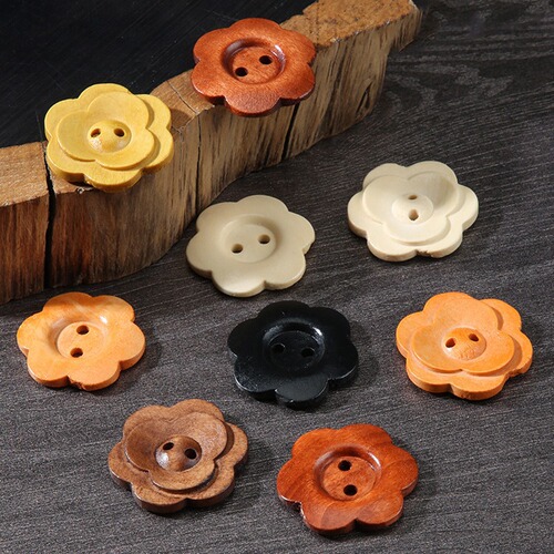 Flower-shaped wood buttons for men and women's clothes, coats and jackets, solid wood buttons, accessories, children's shirts, sweaters, cardigan buttons