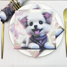 现货印花餐巾纸可爱狗狗图案节日派对高级酒店餐厅一次性餐巾跨境