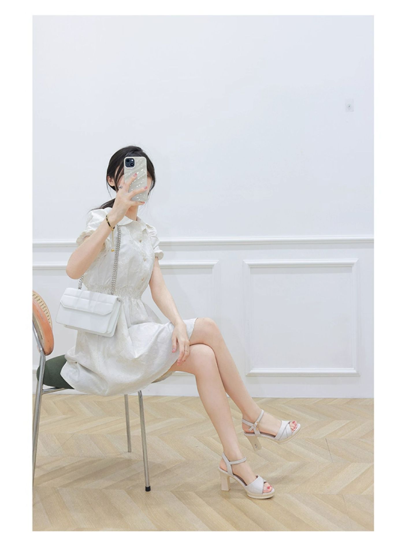 Sandal cao gót nữ hở mũi quai ngang gót vuông ổn định — FN0231/0941 màu đen, FN0231/ 0941m màu chi tiết 1