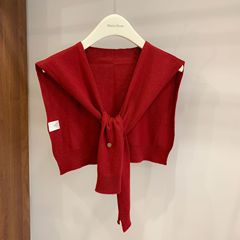 ファッショナブルなニットショール Ankora レッド春と秋の新しいスタイルのソリッドカラーショール多用途ウールニットショール