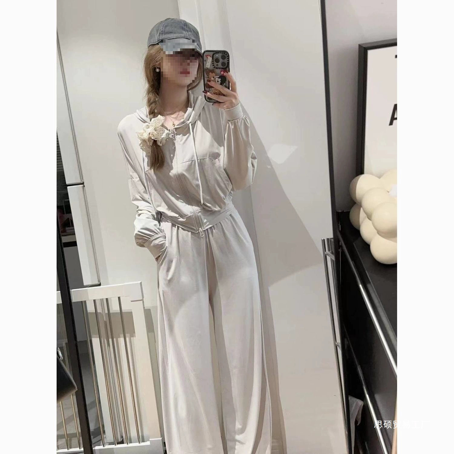 Летняя тонкая солнцезащитная одежда из ледяного шелка допамина для женщин, спортивная куртка с капюшоном большого размера с защитой от ультрафиолета, комплект из двух предметов