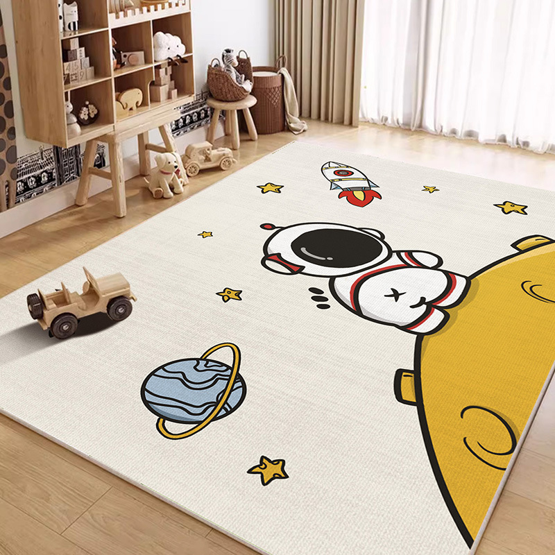 卡通家用儿童地毯卧室儿童房满铺地毯防滑易打理水晶绒地毯可代发
