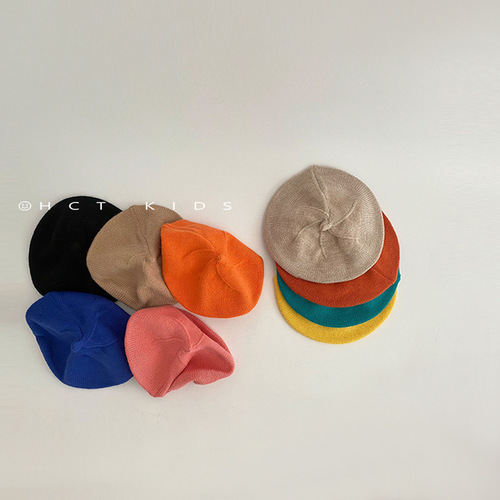 Children's beret for girls, spring and autumn thin knit candy-colored artist hat for babies and toddlers, Korean-style baby hat, trendy