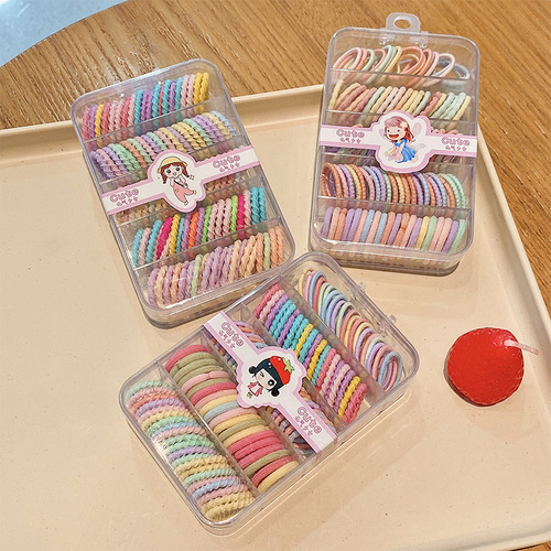 100 pack of children's candy-colored hair ties for girls, non-damaging colored elastic bands, high elasticity baby hair ties