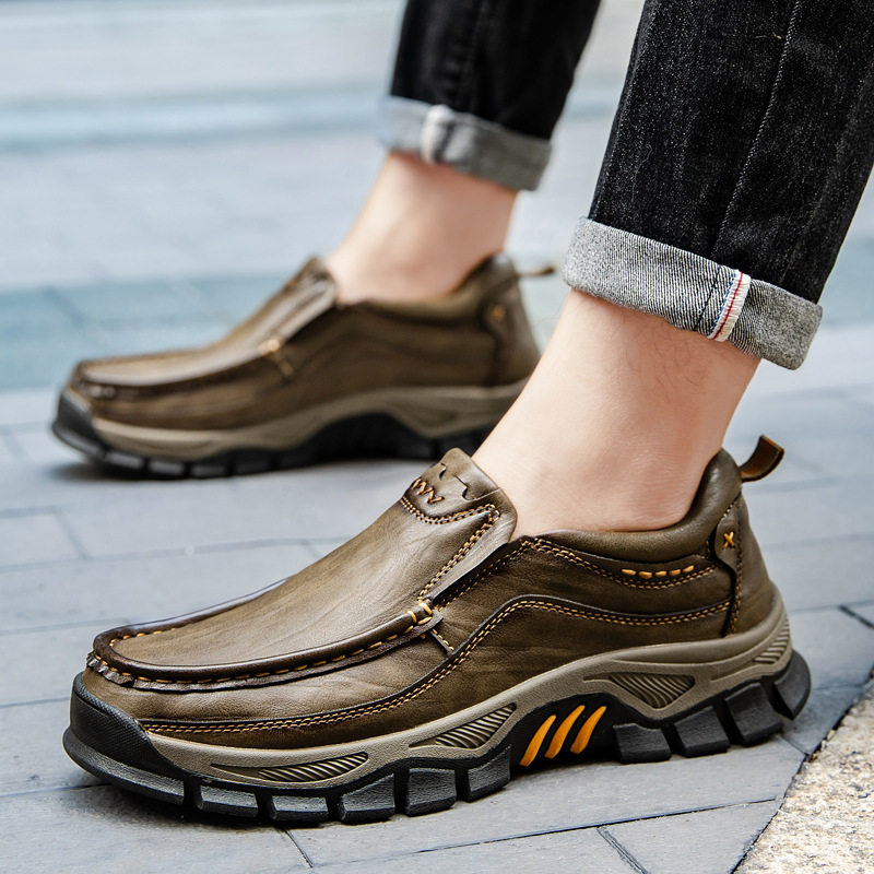 Giày da nam cỡ lớn mũi tròn đế bằng, giày dã ngoại leo núi thường ngày — 55330 màu kaki, 55330 màu đen, 55330 nâu đỏ, 55331 màu kaki