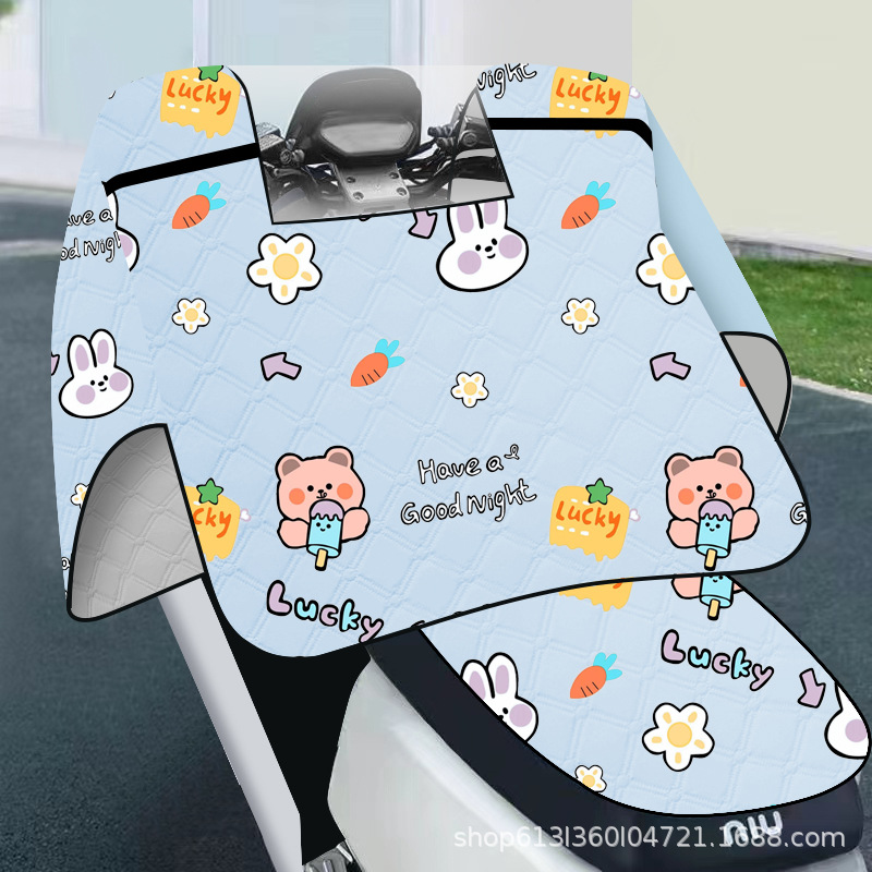 [올인클루시브 선쉐이드 + 일체형 시트쿠션 + 더블포켓] - 블루아이스베어