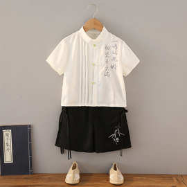 国潮风新中式汉服儿童夏季套装短袖薄款国风两件套国潮风夏款