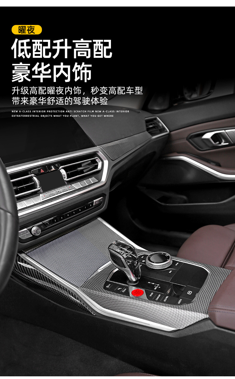 Suitable for BMW new 3 Series 4 series I 3 320li modified night interior central control panel decoration supplies protective stickers