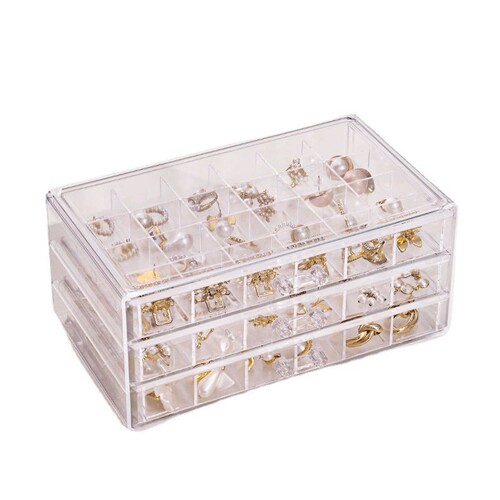 Transparent jewelry storage box drawer-type ring earrings necklace household large-capacity acrylic jewelry storage box