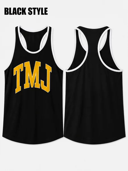 European and American trendy plus-size retro sports elastic quick-dry color-blocking versatile loose TMG fitness training tank top for men
