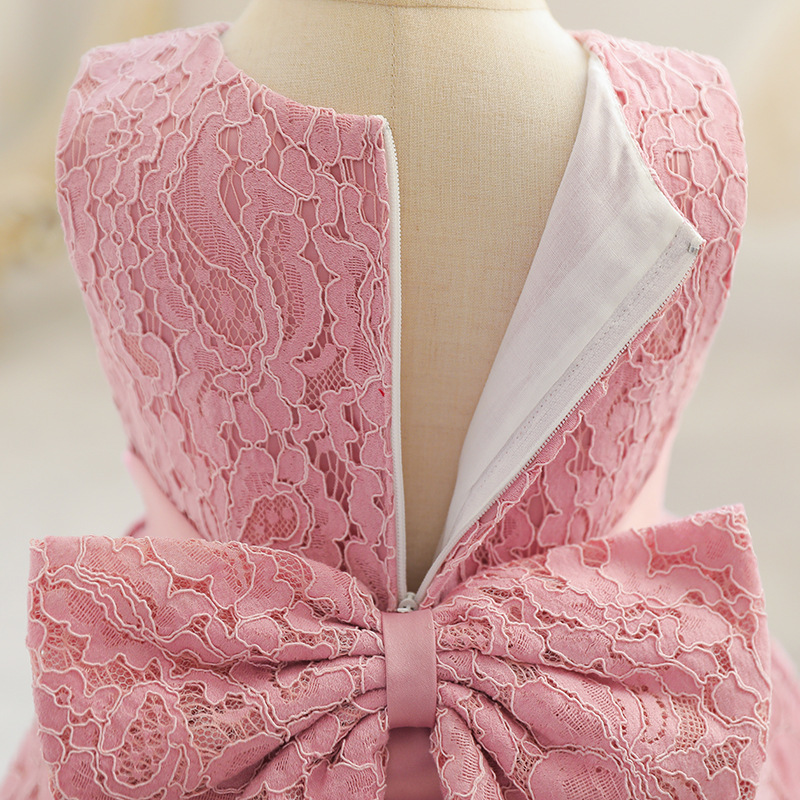 thumbnail image 5 of Vestido de niña de un año de encaje, vestido de princesa para niña de las flores, lazo, disfraz de pasarela, 5 of 6
