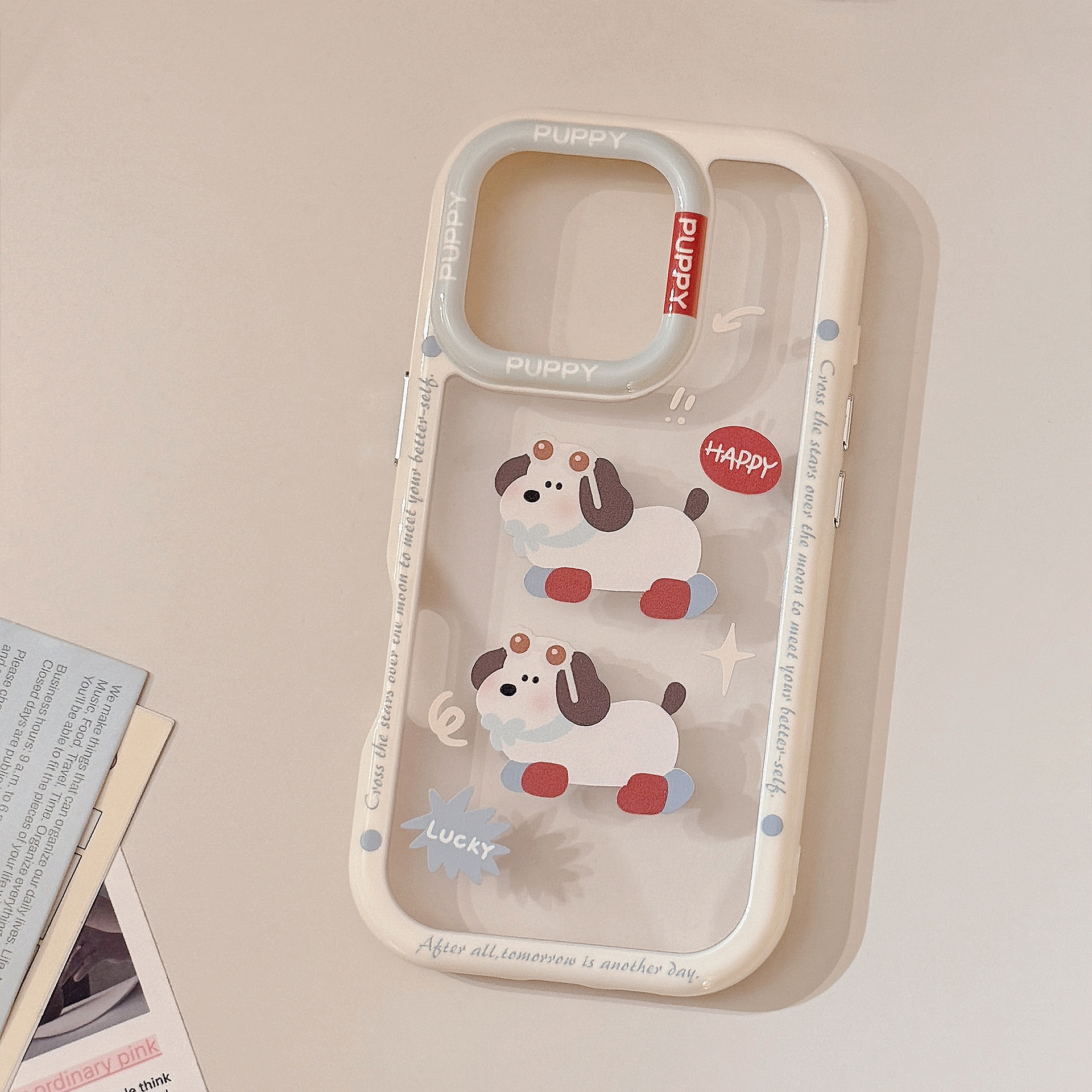 Custodia protettiva per iPhone 17 16 15 14 13 12 11 Pro Promax Plus 16 15 Occhiali da cartone animato creativi Cucciolo 14ProMax Trasparente 12 Anti-caduta 17_voghion.com