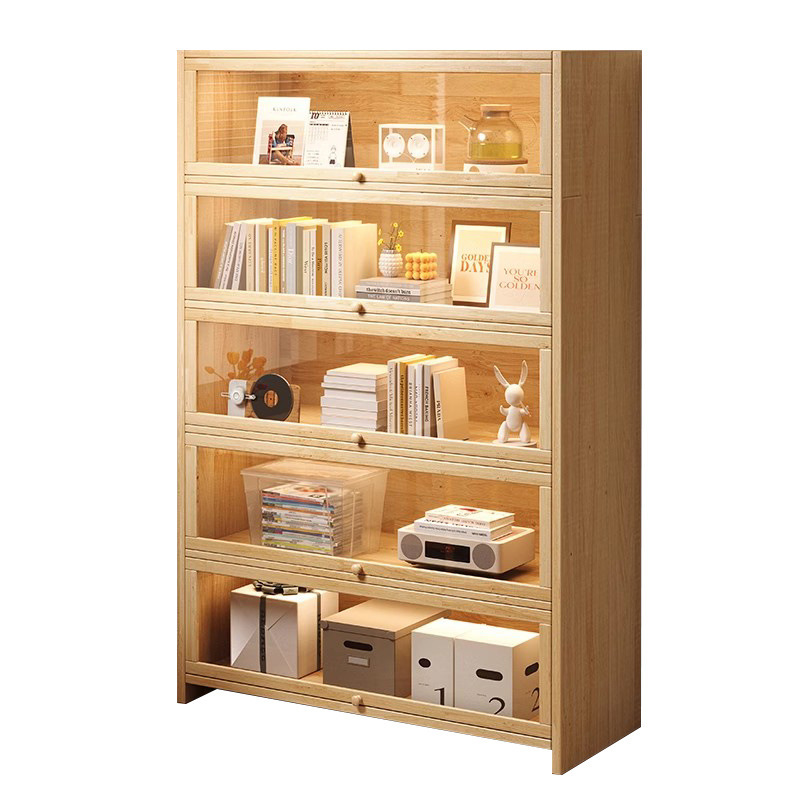 Estantes de madera sólida estantería de piso integrado contra la pared almacenamiento de almacenamiento de artículos de visualización de la sala de estar estante de libros para niños