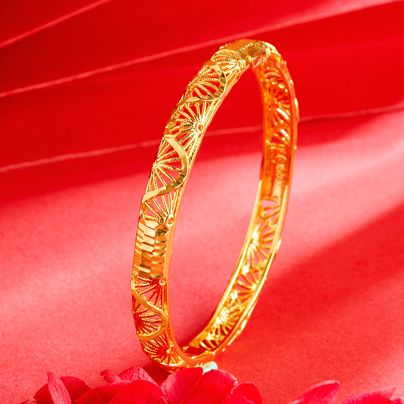 Shajin antiguo patrón de abanico pulsera de fijación de moda nacional lujoso ligero no se desvanece durante mucho tiempo fabricantes de joyas chapadas en oro