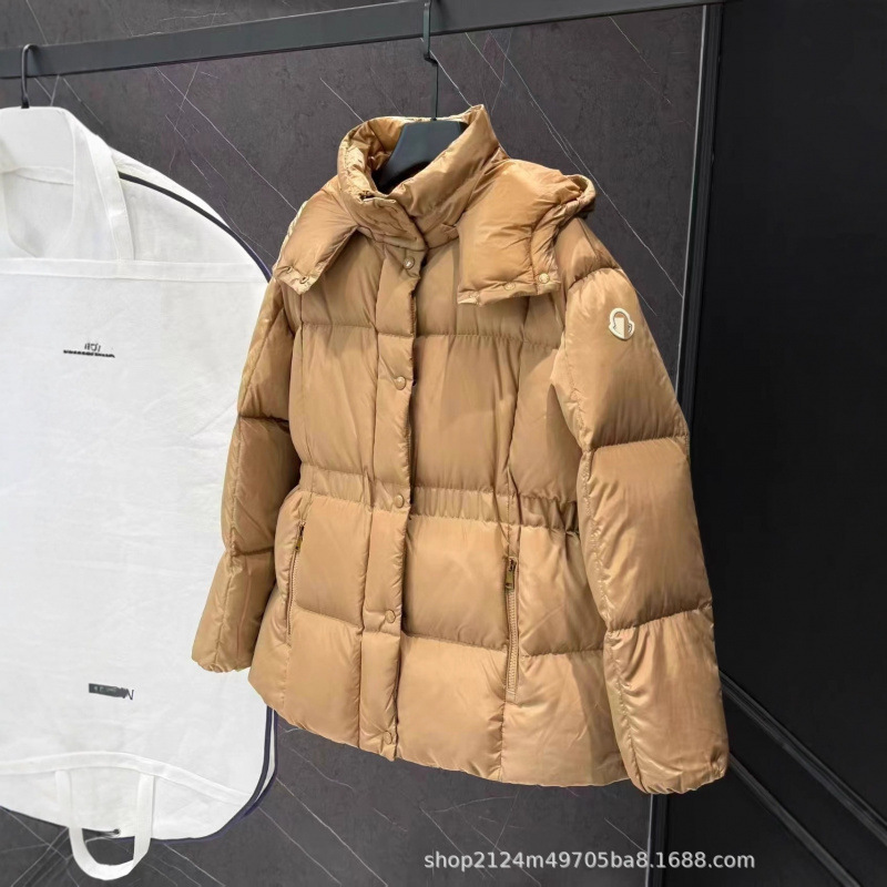 Cross-Border High-End New Version of Mongolian down Jacket Lge Hooded Short Black Gold Waist Women's Mongolian Jacket Jacket