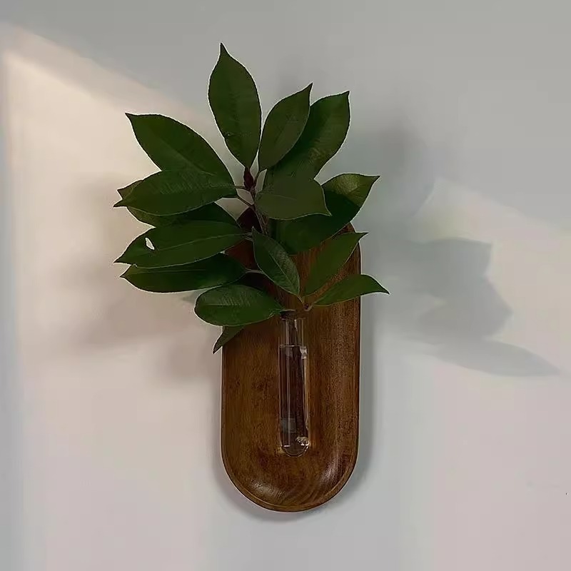 Décoration murale vintage haut de gamme en bois, autocollant 3D représentant une plante verte, à suspendre, pour une ambiance chaleureuse dans votre salon._voghion.com